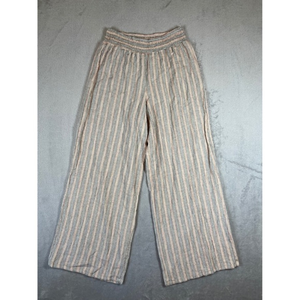 Altar'd State Womens Wide Leg Striped Pants Swim Cover Beach Smocked Waist Large